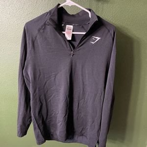 Gymshark 1/4 zip men’s slim fit large black long sleeve
